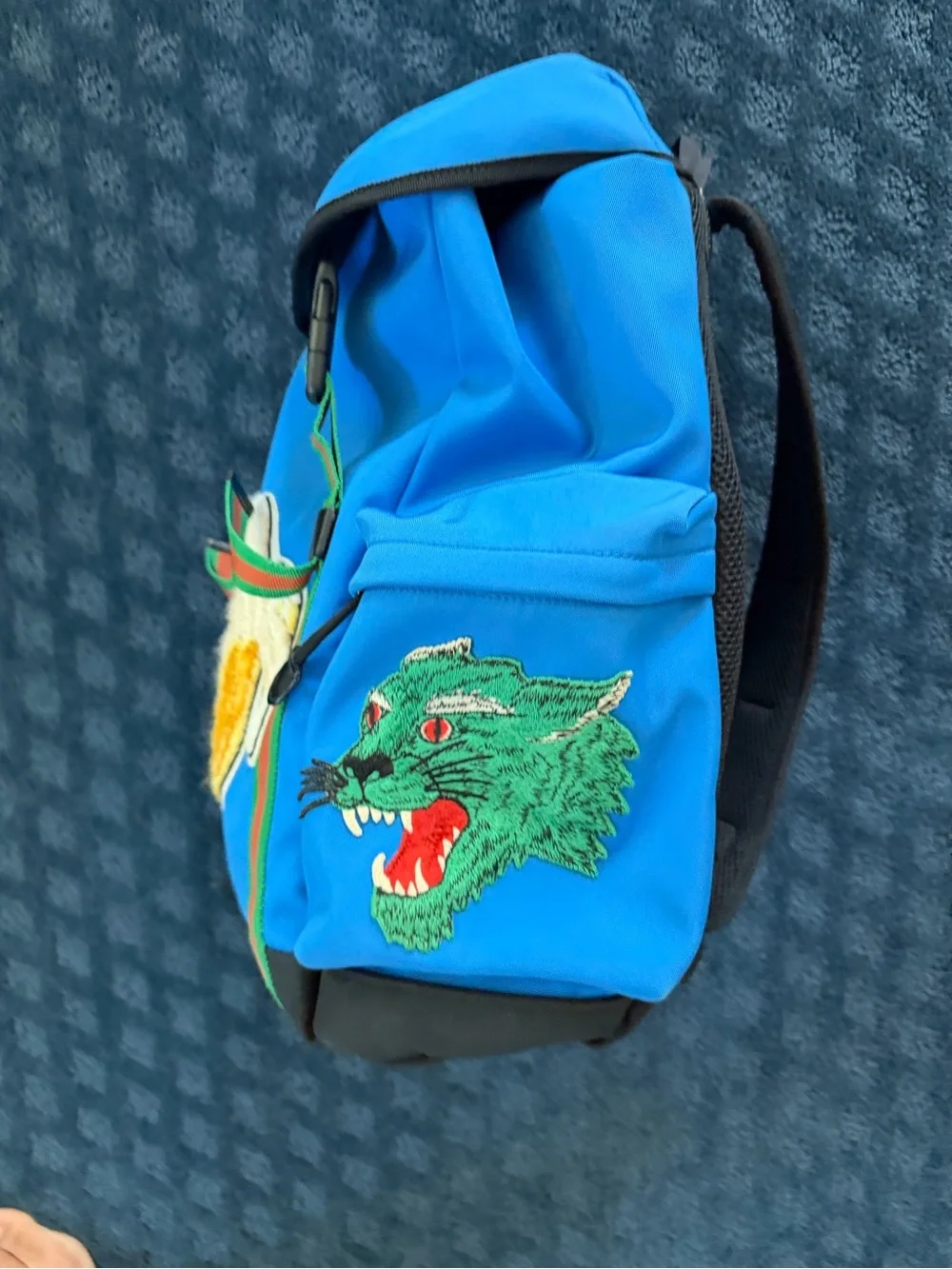 Gucci Animalier Web Blue Backpack Line Banana Tiger Sherry